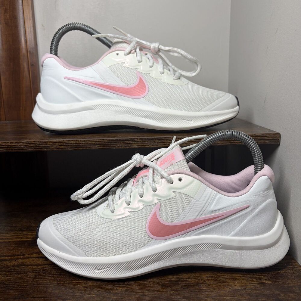 Nike Star Runner 3 DQ0662-100 White Pink Running Shoes Girls 4Y Womens 5.5 - Picture 2 of 6